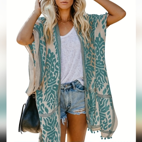 None Other - Pompom Trim Kimono